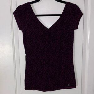 Garage Dark Purple Patterned V-Neck Tee
